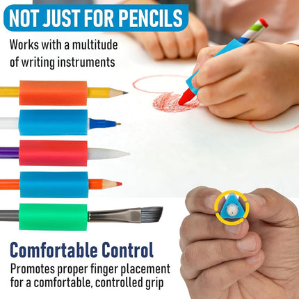 The Pencil Grip The Classics 12-Pack Triangle Pencil Grips, Assorted Bright Colors, 1.75-Inch Long (TPG-16212)