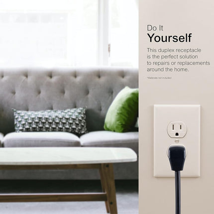 GE Grounding Duplex Outlet, In Wall Receptacle, Tamper Resistant Outlets, 3 Prong Electrical Socket, Easy Install, 15 Amp, UL Listed, Light Almond, 17815