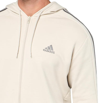 adidas Mens Essentials Fleece 3-Stripes Full-Zip Hoodie, Alumina, Small/Tall
