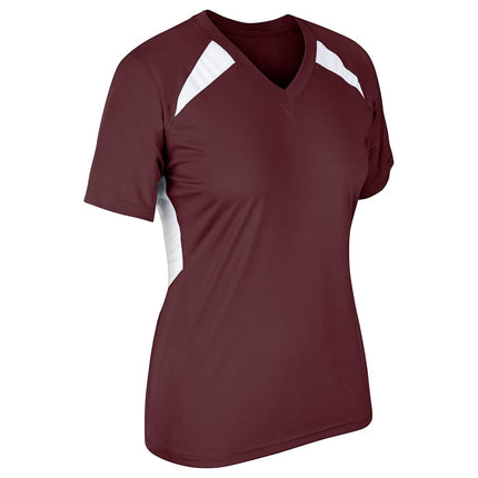 CHAMPRO Jersey de sóftbol femenino Check Fastpitch, granate, blanco, XXG