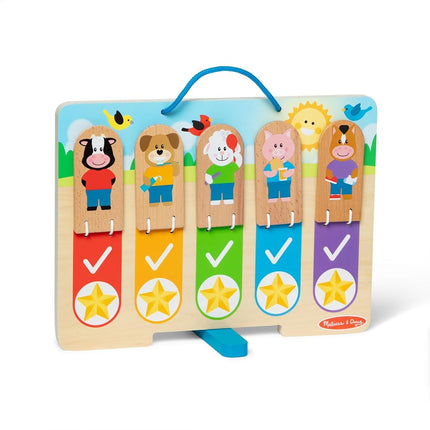 Melissa & Doug Wooden My Daily Day & Night Routines Chart – Double-Sided Interactive Board with Flip Tabs – Early Learning Toy for Kids Age 3 Plus - FSC Certified