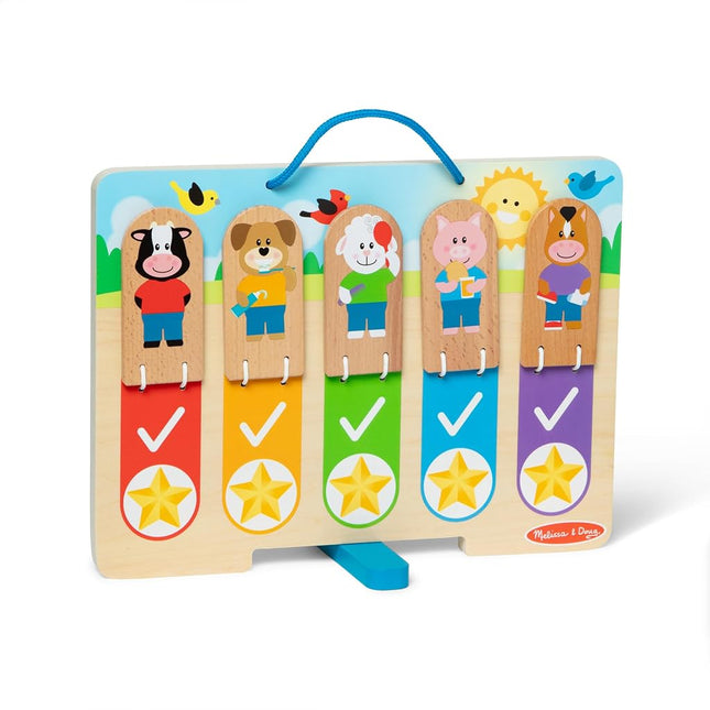 Melissa & Doug Wooden My Daily Day & Night Routines Chart – Double-Sided Interactive Board with Flip Tabs – Early Learning Toy for Kids Age 3 Plus - FSC Certified