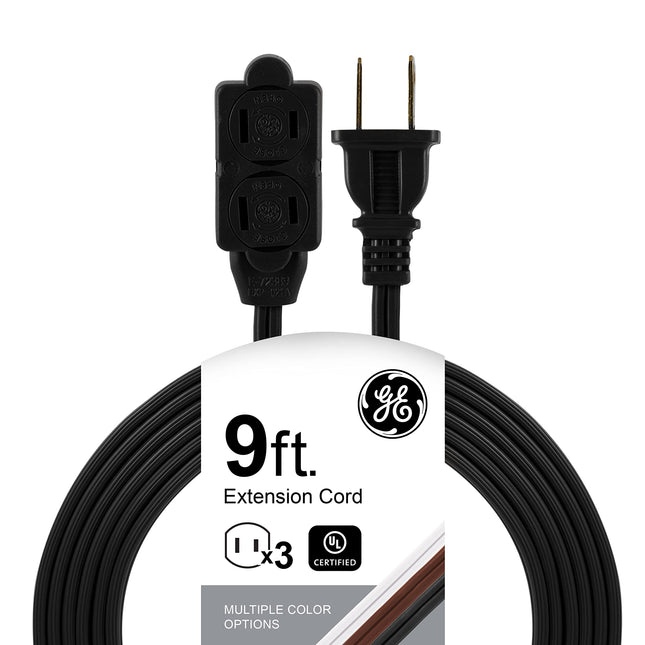 GE 3 Outlet Power Strip, 9 Foot Cord, 2 Prongs, 16