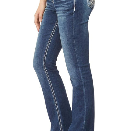 WallFlower Women's InstaStretch Luscious Curvy Bootcut Jeans, Twinkle, 4 Long