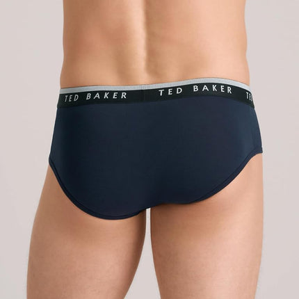 Ted Baker Men's Standard 4 Pack Cotton Stretch Briefs, Black Beauty/Grey Heather/Sky, Medium