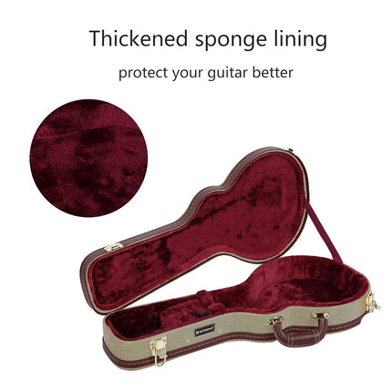 Crossrock Wooden Case, Designed for F-Style Mandolin, Wooden Hardshell, Sponge Lining, Metal Feet, Storage Space-Vinyl Tweed (CRW620MFTW)