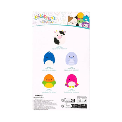 Squishmallows Original Micromallows Plush 5-Pack - Bear, Cow, Dinosaur, Love Bird & Octopus 2.5-Inch Plush
