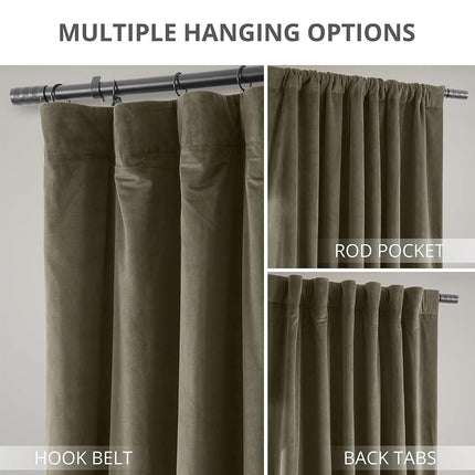 HPD Half Price Drapes Signature Velvet Thermal Blackout Curtains for Living Room 84 Inch Long (1 Panel) Rod Pocket Insulated Blackout Curtains for Bedroom Window Curtains, 50W x 84L, Denver Taupe