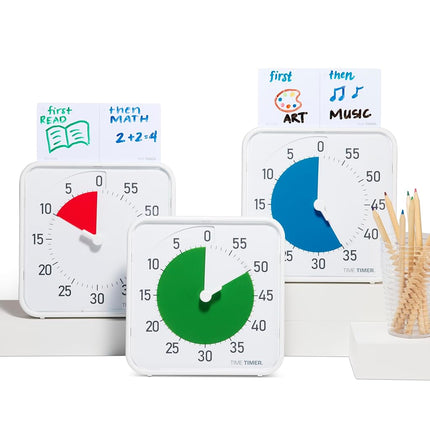 Time Timer Original Medium 19 x 19 cm Visual Countdown Timer - Medium 60-Minute Quiet Classroom Timer for Emotional Regulation, Focus, Quiet Transitions, ADHD, Autism - (White, Green)