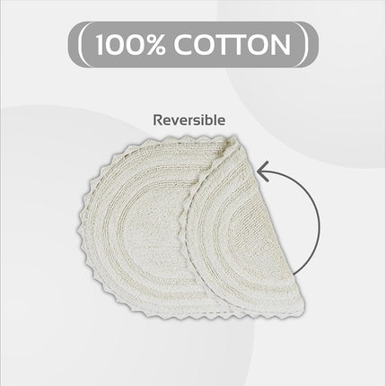 Better Trends Luxurious Lilly Crochet Oval 17x24 Rugs 100% Cotton Bathroom Rug Soft Water Absorbent Washable Reversible Mats for Bathroom Floor Decor Bedroom Kitchen Ivory