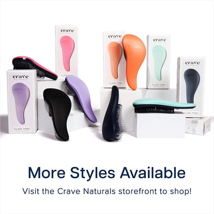 Crave Naturals Glide Detangler Hair Brush - Perfect Tangle Teezer for Curly Hair, Straight Hair, Wet or Dry, and a Great Stocking Filler - Detangle Hair Brush for Women, Men, and Kids - Black
