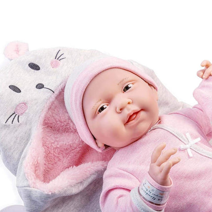 JC Toys - La Newborn Newborn doll 38 cm is soft vinyl, includes romper and 5 accessories, pink, designed in Spain by Berenguer, +2 years