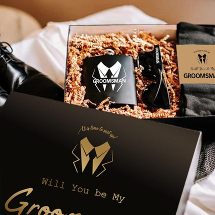 PartyGifts&beyond 8 Pcs Groomsmen Proposal Gift Box 6 Will You Be My Groomsman Gift Box and 2 Will You Be My Best Man Box(BK-H)