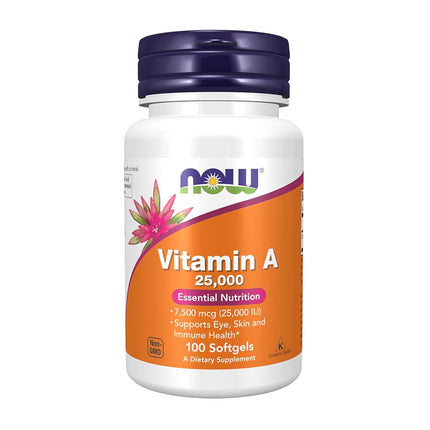 NOW Foods Vitamin A 25000 Iu, 100 Sgels (Pack Of 2