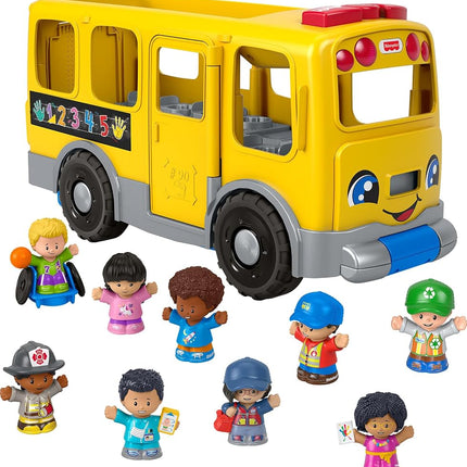 Fisher-Price Little People Toy Set for Toddlers, Large Yellow School Bus and Community Heroes, Musical Pull Along Vehicle and Figures for Ages 1+