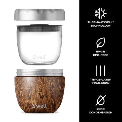 S'well Teakwood Swell Eats Food Bowl, Brown, 636 ml