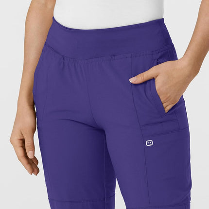 WonderWink Women's Comfort Waist Cargo Jogger Pant, Grape, Medium Tall