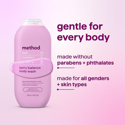 Method Body Wash, Berry Balance, 18 oz, 6 pack, Packaging May Vary