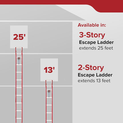 Kidde 468094 Three-Story Fire Escape Ladder with Anti-Slip Rungs, 25-Foot
