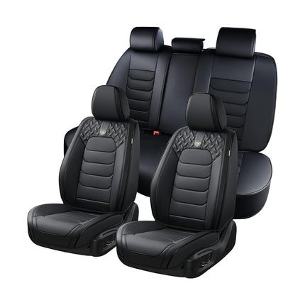 FLORICH Seat Covers Full Set,Leather Seat Covers, Front and Rear Seat Cover 5 Seats, Waterproof Car Seat Cushion Protector Accessories for Sedan SUV Pick-up Truck(Black, Full Set)
