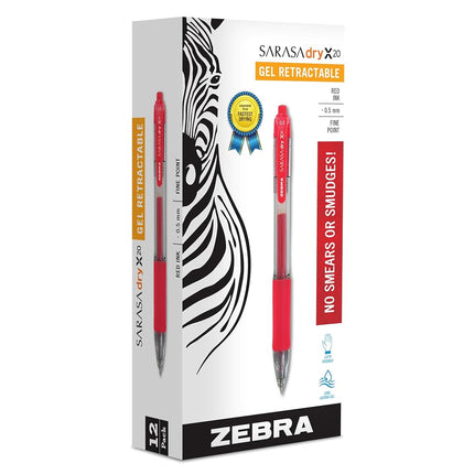 Zebra Pen Sarasa Dry X20 Retractable Gel Pen, Fine