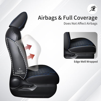 Huidasource Toyota RAV4 Seat Cover Full Set, Waterproof Leather Car Seat Protector Fit for 2019-2023 Toyota Rav4 XLE LE XLE Premium Limited(Not for Hybrid/Adventure/TRD Off-Road/Prime, Black&Blue)