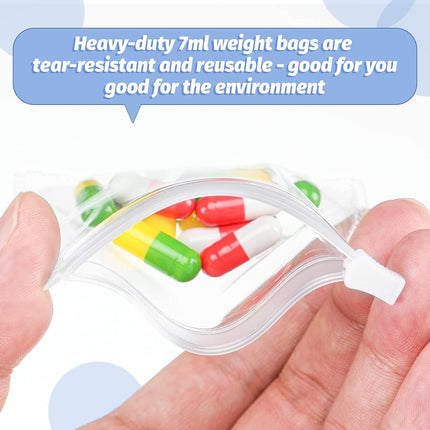Pill Pouch Bags Zippered Pill Pouch Set Reusable Pill Baggies Clear Plastic Pill Bags Self Sealing Travel Medicine Organizer Storage Pouches with Slide Lock for Pills and Small Items (96)