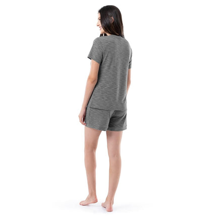 Fruit of the Loom Women's Short Sleeve Tee and Short 2 Piece Sleep Set, Heather Grey, 4XL Plus