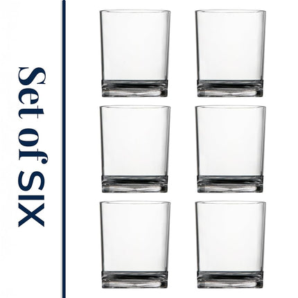 US Acrylic Classic Clear Plastic Reusable Drinking Glasses (Set of 6) 12oz Rocks Cups | BPA-Free Tumblers, Made in USA | Top-Rack Dishwasher Safe