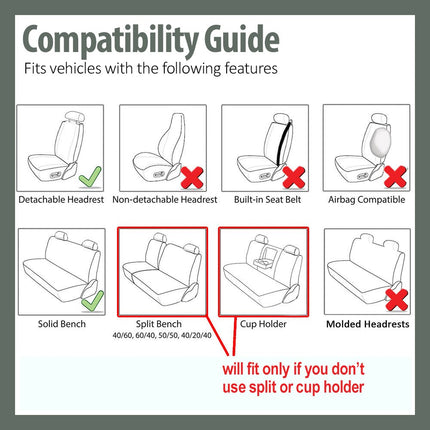 FH Group Car Seat Covers Flat Cloth Full Set – Universal Fit for Cars Trucks & SUVs (Beige) FB050115 + F14407