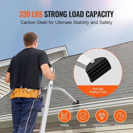 VEVOR Ladder Stabilizer, Extension Ladder Standoff, Heavy Duty Wing Span/Wall Ladder Accessories for Roof Gutter, Easy to Use & Wide Adaptability & Anti-Slip Rubber Feet, 330 lbs Weight Rating
