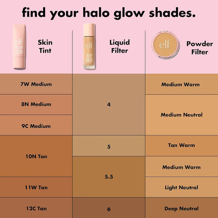 e.l.f. Halo Glow Liquid Filter Glow Booster MEDIUM TAN 5 Squalane Hyaluronic Acid