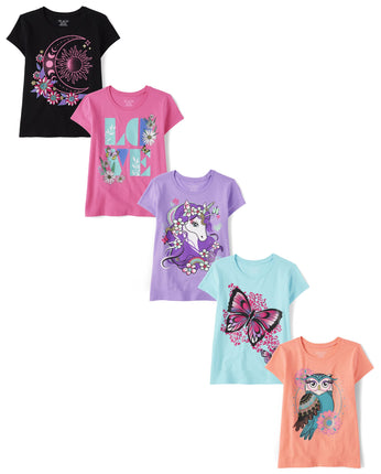 The Children's Place Girls' Animal Short Sleeve Gr