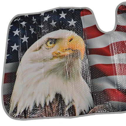 BDK USA Eagle Flag Auto Sun Shade for Car SUV Truck - Stars & Stripes - Bubble Foil Jumbo Folding Accordion for Windshield (AS-764)