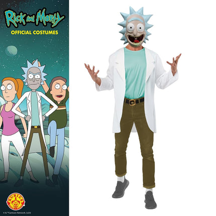 Rubies Rick and Morty Rick Sanchez adult costume with mask white teal