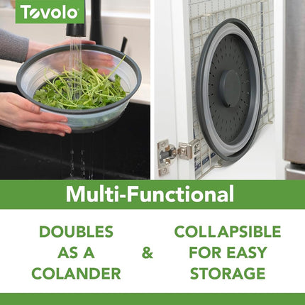 Tovolo Vented, Easy Grip, Collapsible Microwave Cover 10.5 inch Charcoal