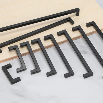 Redunest Cabinet Pulls Matte Black Cabinet Handles Square Drawer Pulls, 10 Pack 10 Inch Stainless Steel Kitchen Door Cupboard Cabinet Handles, Drawer Hardware Handles, 256mm Hole Centers