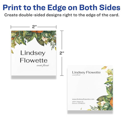 Avery Printable Square Cards with Sure Feed Technology, 2" x 2", Matte White Cardstock, Print-to-the-Edge, Laser/Inkjet Cards, 600 Total