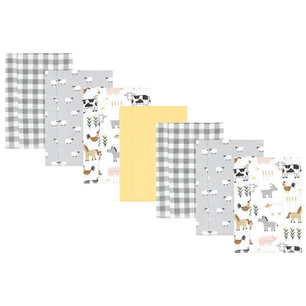 Bavoirs en flanelle de coton unisexe Hudson Baby, Lot de 7, motif adorable ferme, Taille unique