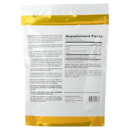 California Gold Nutrition CollagenUP®, Hydrolyzed Marine Collagen Peptides with Hyaluronic Acid and Vitamin C, Unflavored, 7.26 oz (206 g)