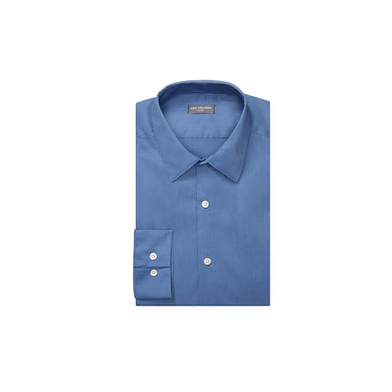 Van Heusen Men's Dress Shirt Slim Fit Flex Collar Stretch Solid, Dusty Blue, 17" Neck 32"-33" Sleeve
