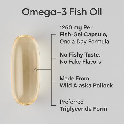 Sports Research Omega-3 Aceite de Pescado Triple Concentración Forma Triglicérido 1250 mg 180 Cápsulas Blandas