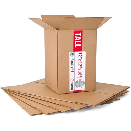 Tall Cardboard Boxes 12"L x 12"W x 18"H (Pack of 6