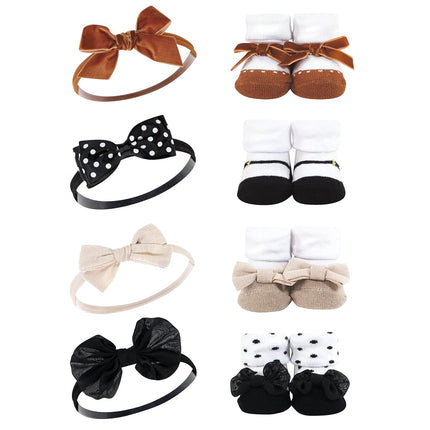Coffret cadeau bandeau et chaussettes Hudson Baby pour bébé fille, couleurs classiques neutres, taille unique