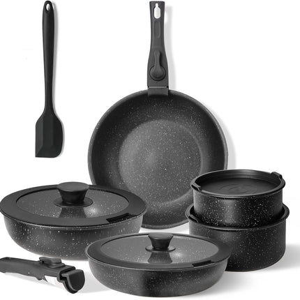 Pots and Pans Set Non Stick, 12 Pcs Cooking Pot Ki