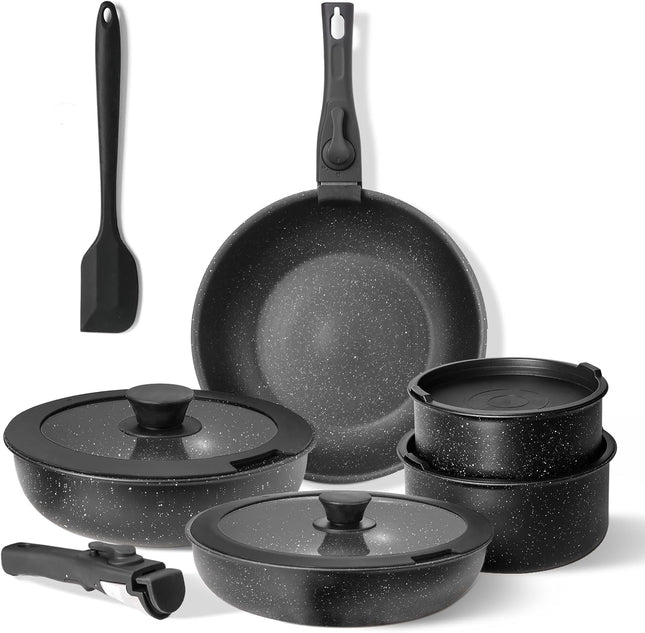Pots and Pans Set Non Stick, 12 Pcs Cooking Pot Ki