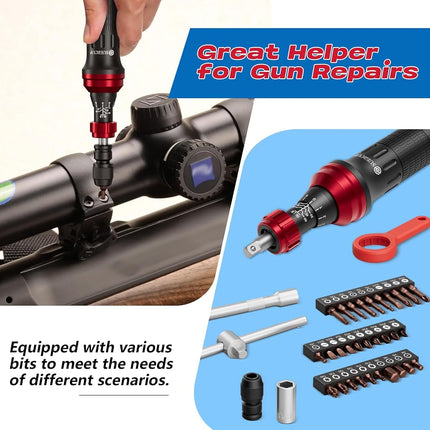 SUERCUP 10-60In.lb 1/4" Torque Screwdriver 36 PCS Set with T-bar, Hex, Torx, and Phillips S2 Bits,Torque Wrench Screwdriver for Scope and Car, Bike Mounting and Home DIY
