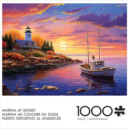 Buffalo Games - Marina at Sunset - 1000 Piece Jigsaw Puzzle for Adults Challenging Puzzle Perfect for Game Nights - Finished Size 26.75 x 19.75