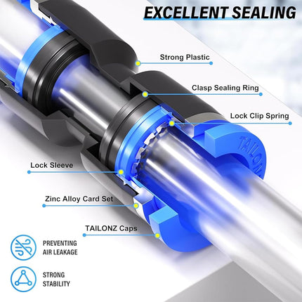 TAILONZ Pneumatic 6mm od Push to Connect Fittings Pneumatic Fittings Kit 10 Spliters+10 Elbows+10 tee+10 Straight (40 pcs)