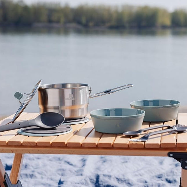 STANLEY Wildfare Go 14-piece 1.65 QT Stainless Steel Cook Set - Shale + Charcoal